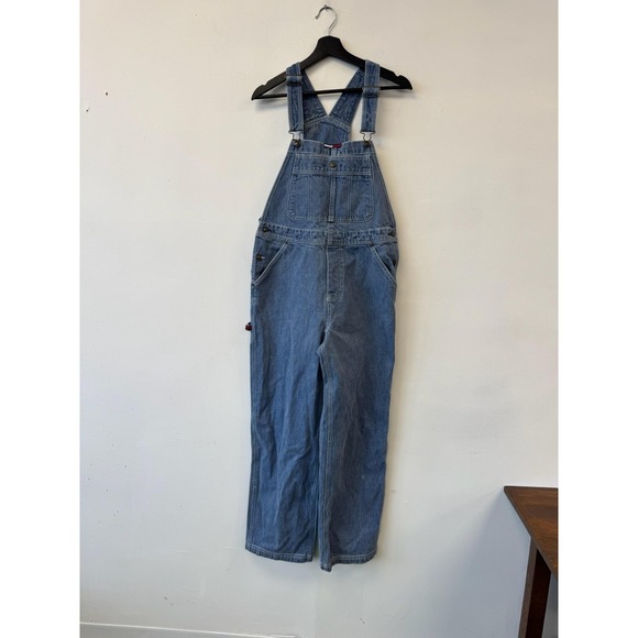 Vintage Tommy Hilfiger Jeans Overalls Womens Medium Blue Denim Bib Logo Star 90s